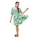 Kellpar Green Floral Front Pleated Dress