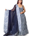 Kellpar Strap Navy Blue Gown With Dupatta