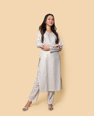 Kellpar  Cotton V-Neck Kurti with Pant