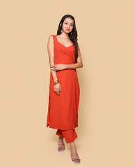 Kellpar  Orange Kurti with Trouser