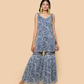 Kellpar  Blue Chiffon Sharara Set