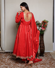 Kellpar Stunning Red Anarkali Suit Set