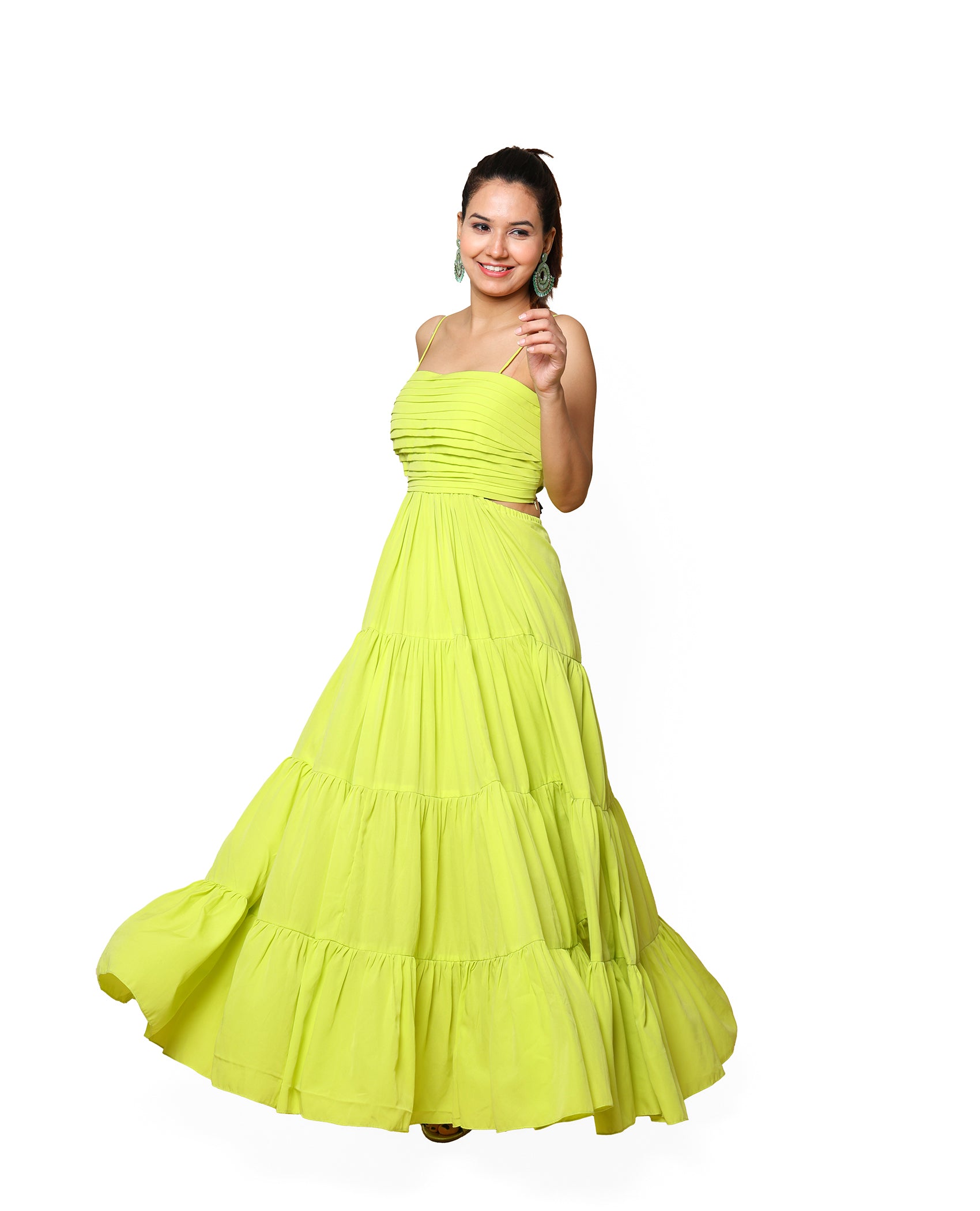 Kellpar Lime Green Color Maxi Vacay Dress