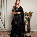 Kellpar Elegant Black Ruffle Saree