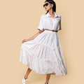 Kellpar Floral White Tiered Dress Without belt