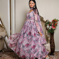 Kellpar Stunning Full Sleeve Floral Print Gown with Dupatta