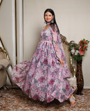 Kellpar Stunning Full Sleeve Floral Print Gown with Dupatta