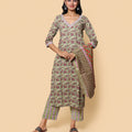 Kellpar Cotton Kurti Set with Pant and Dupatta