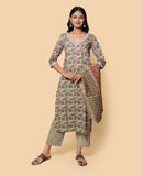 Kellpar Cotton Kurti Set with Pant and Dupatta