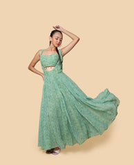 Kellpar Green Gown with Tube Blouse