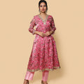 Kellpar  Pink Floral Kali Kurti with Pant