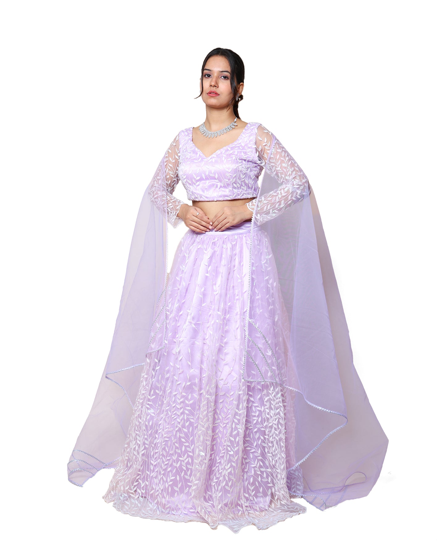 Kellpar  Purple Lehenga Set with Embroidery and Sequins