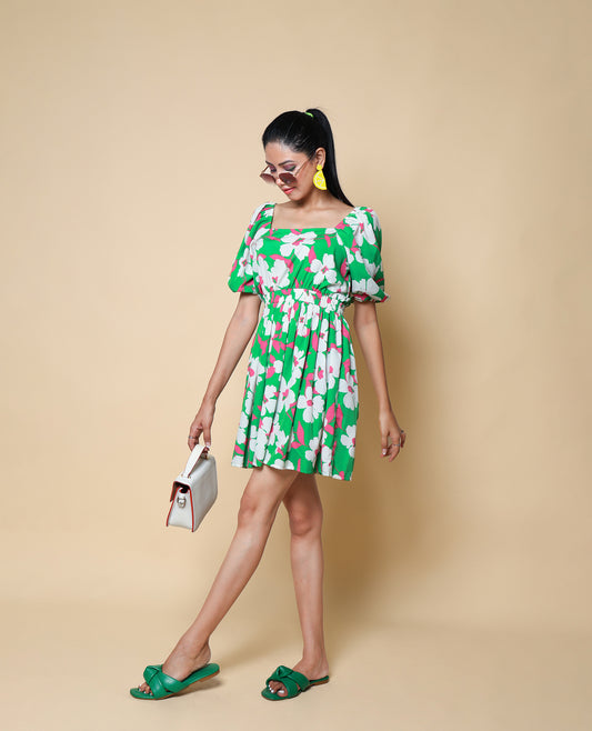 Kellpar Green floral midi dress