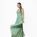 Kellpar Green Gown with Tube Blouse