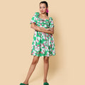 Kellpar Green Floral Front Pleated Dress