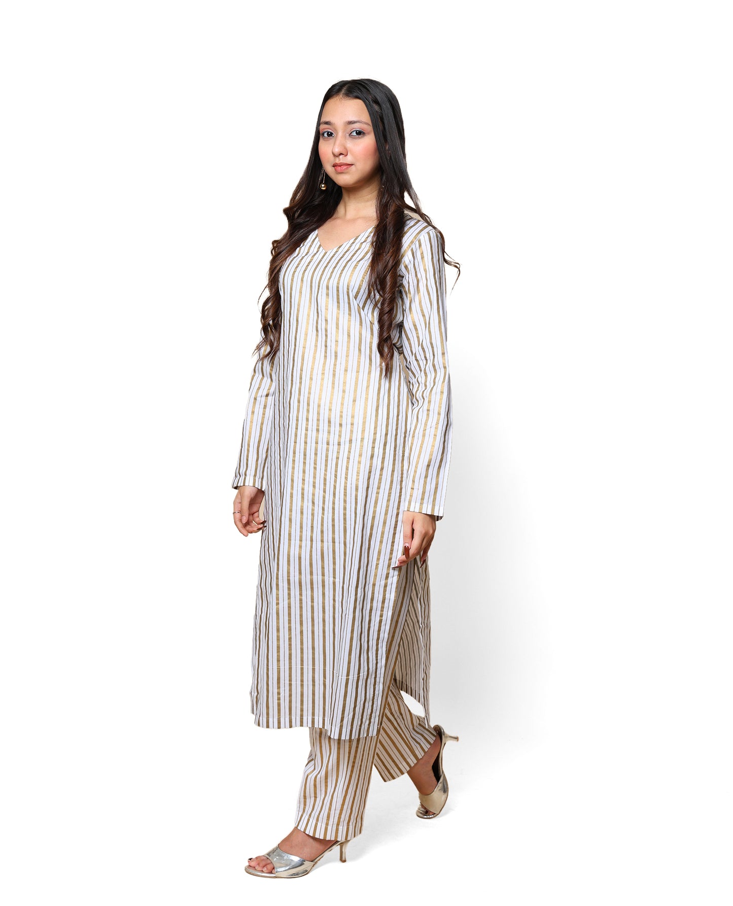 Kellpar  Cotton V-Neck Kurti with Pant