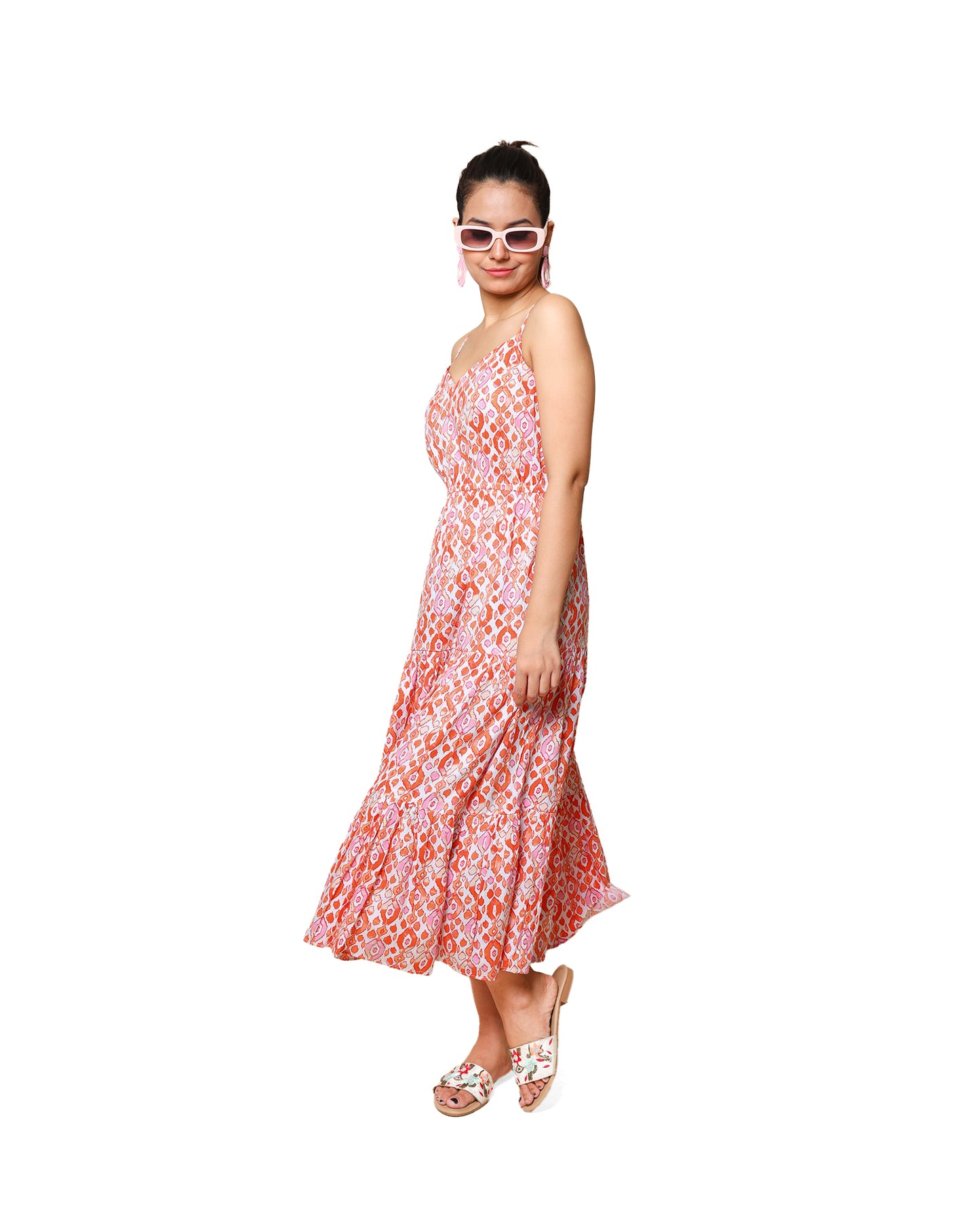 Kellpar Orange Tiered Dress