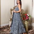 Kellpar Strap Navy Blue Gown With Dupatta