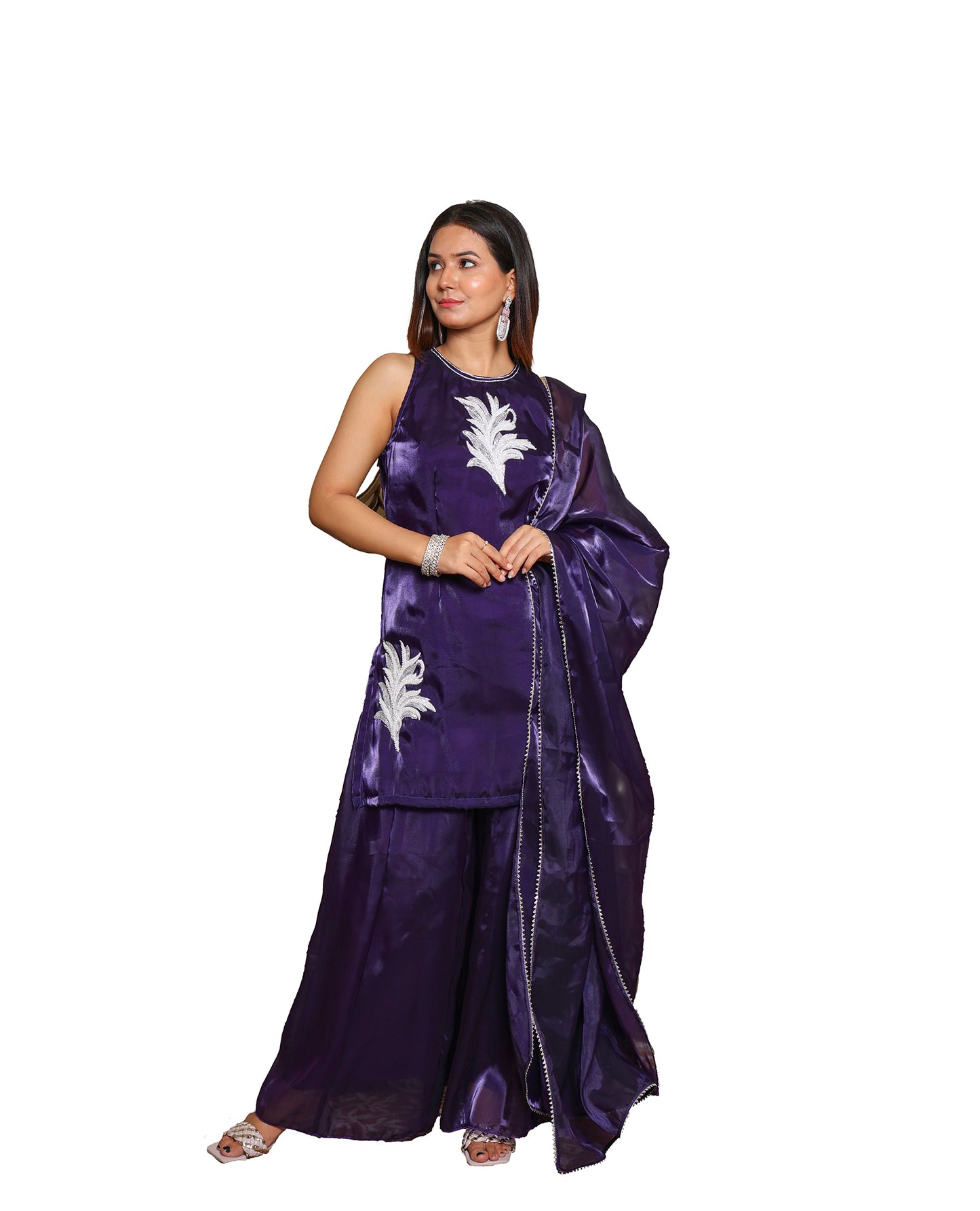 Kellpar Stunning Purple Patch Sharara Suit with Dupatta