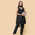 Kellpar  Sequins Embroidery Black Kurti Set