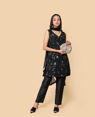 Kellpar  Sequins Embroidery Black Kurti Set