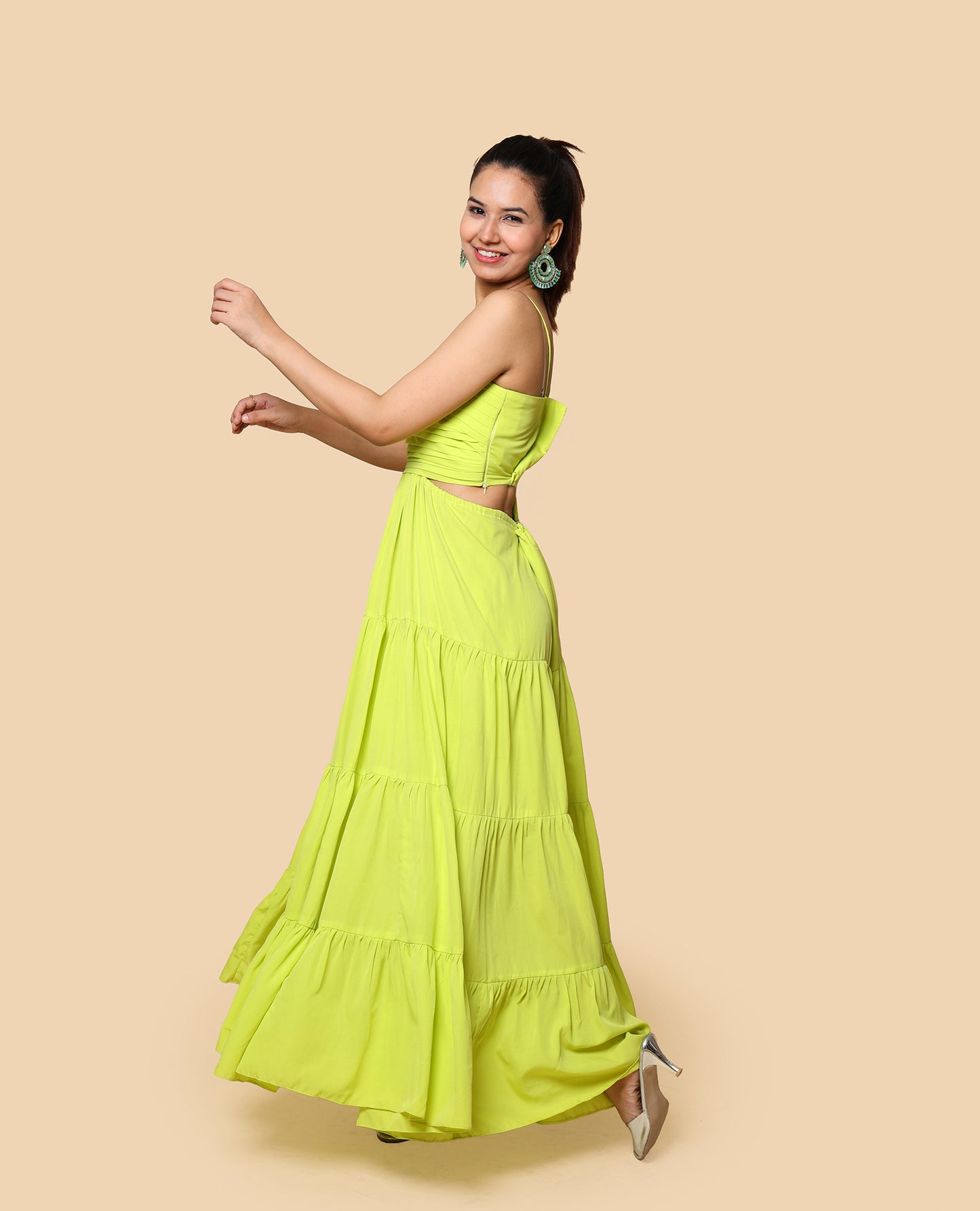 Kellpar Lime Green Color Vacay Maxi Dress