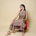 Kellpar Brown Cotton Kurti with Trousers