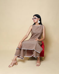 Kellpar Brown Cotton Kurti with Trousers