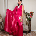 Kellpar Stunning Fuchsia Pink Patch Sharara Suit with Dupatta