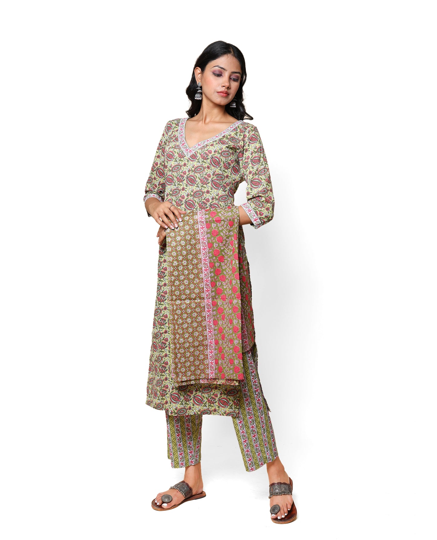 Kellpar Cotton Kurti Set with Pant and Dupatta