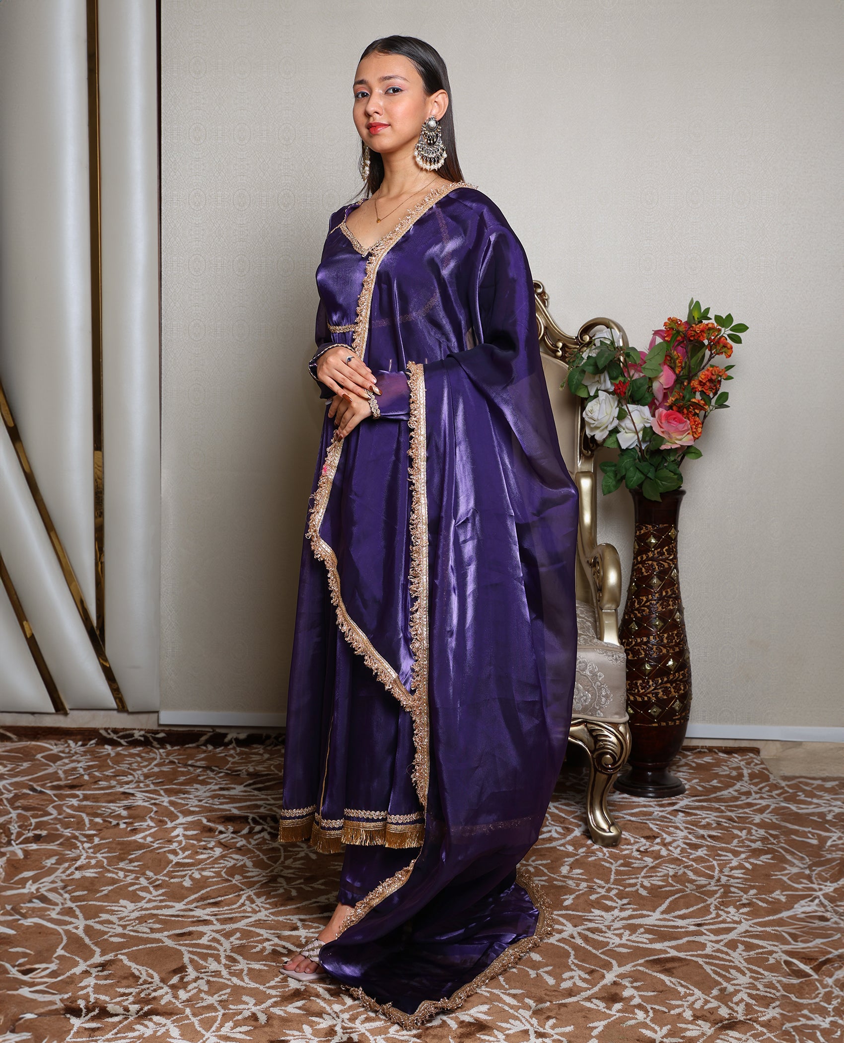 Kellpar Stunning Purple Anarkali Suit Set