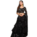 Kellpar Elegant Black Ruffle Saree