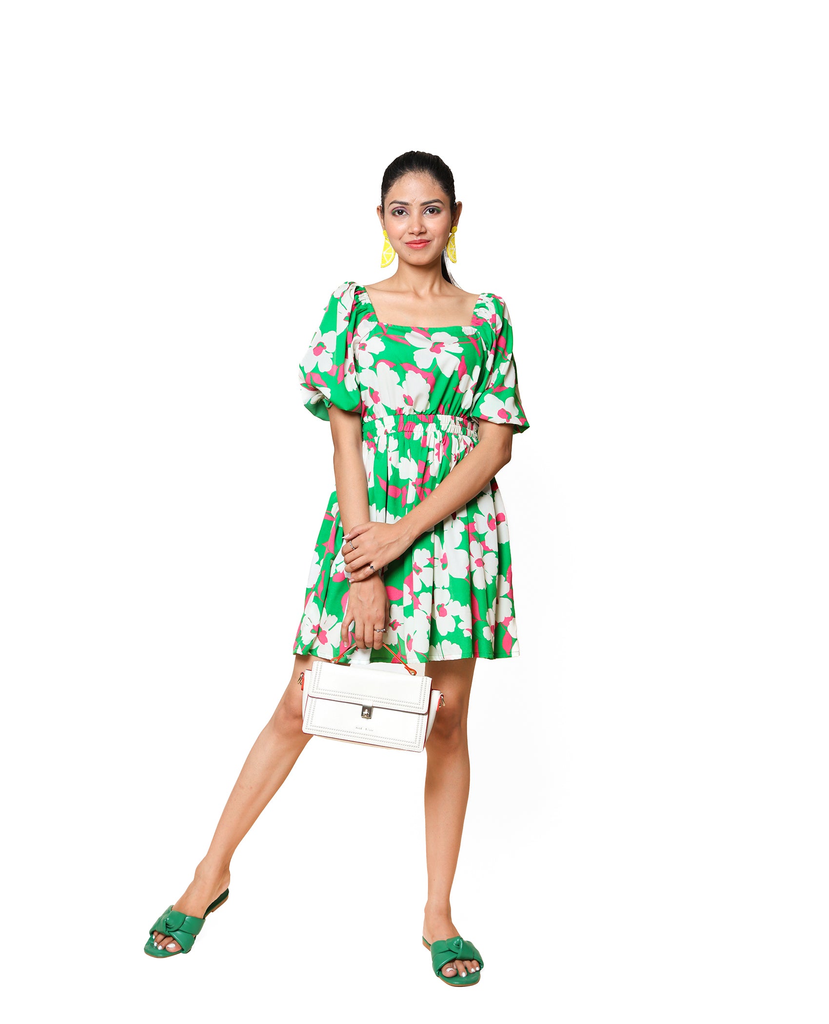 Kellpar Green floral midi dress