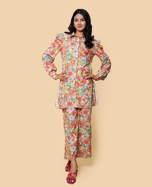 Kellpar  Floral Shirt Kurti with Trouser