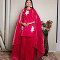 Kellpar Stunning Fuchsia Pink Patch Sharara Suit with Dupatta