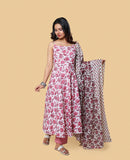 Kellpar Cotton Frock Style Kurti with Pant and Dupatta Set