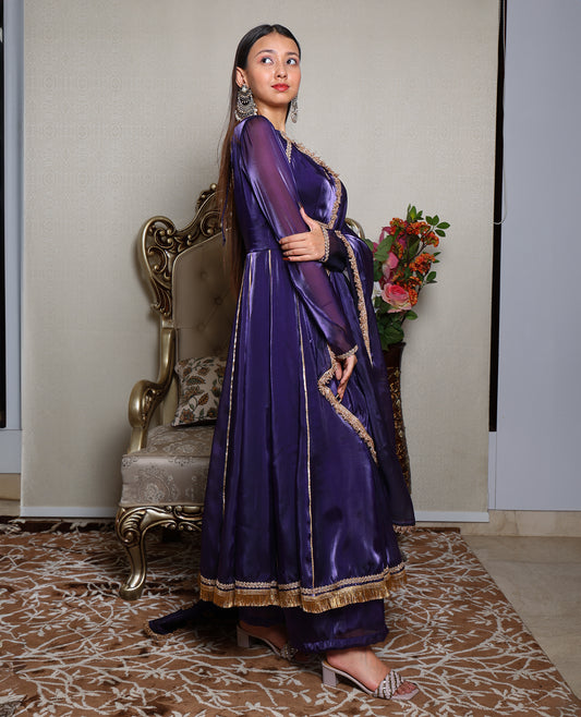 Kellpar Stunning Purple Anarkali Suit Set