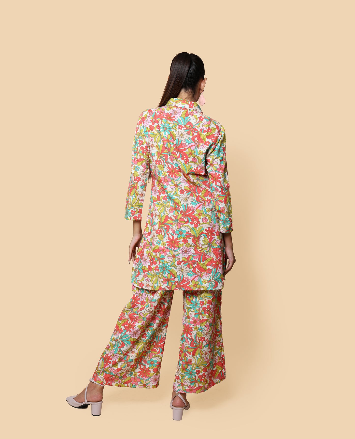 Kellpar Floral Collar Kurti with Trouser