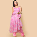 Kellpar Pink Chiffon High Slit Kurti Set