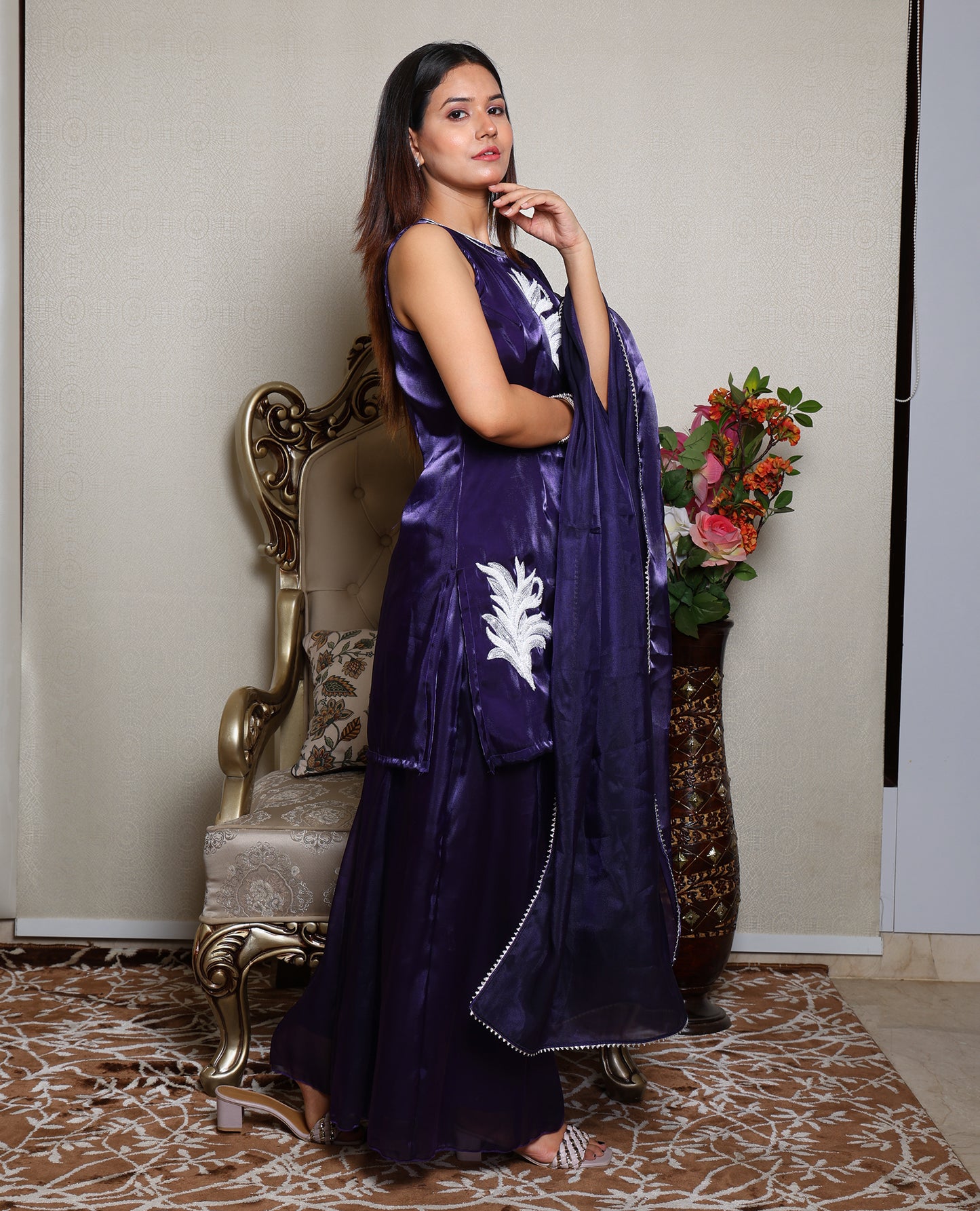 Kellpar Stunning Purple Patch Sharara Suit with Dupatta