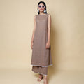 Kellpar Brown Cotton Kurti with Trousers