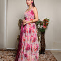 Kellpar Strap Floral Gown With Dupatta