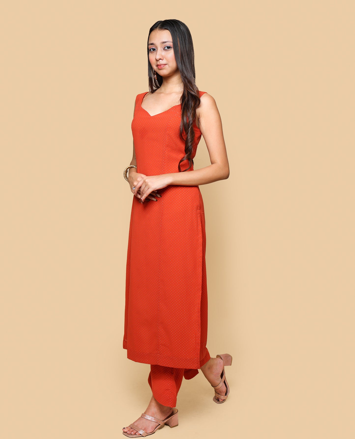 Kellpar  Orange Kurti with Trouser