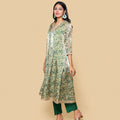 Kellpar  Green Floral Kali Kurti with Pant