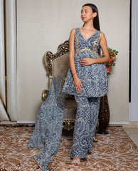 Kellpar Elegant Navy Blue Sharara Set with Dupatta