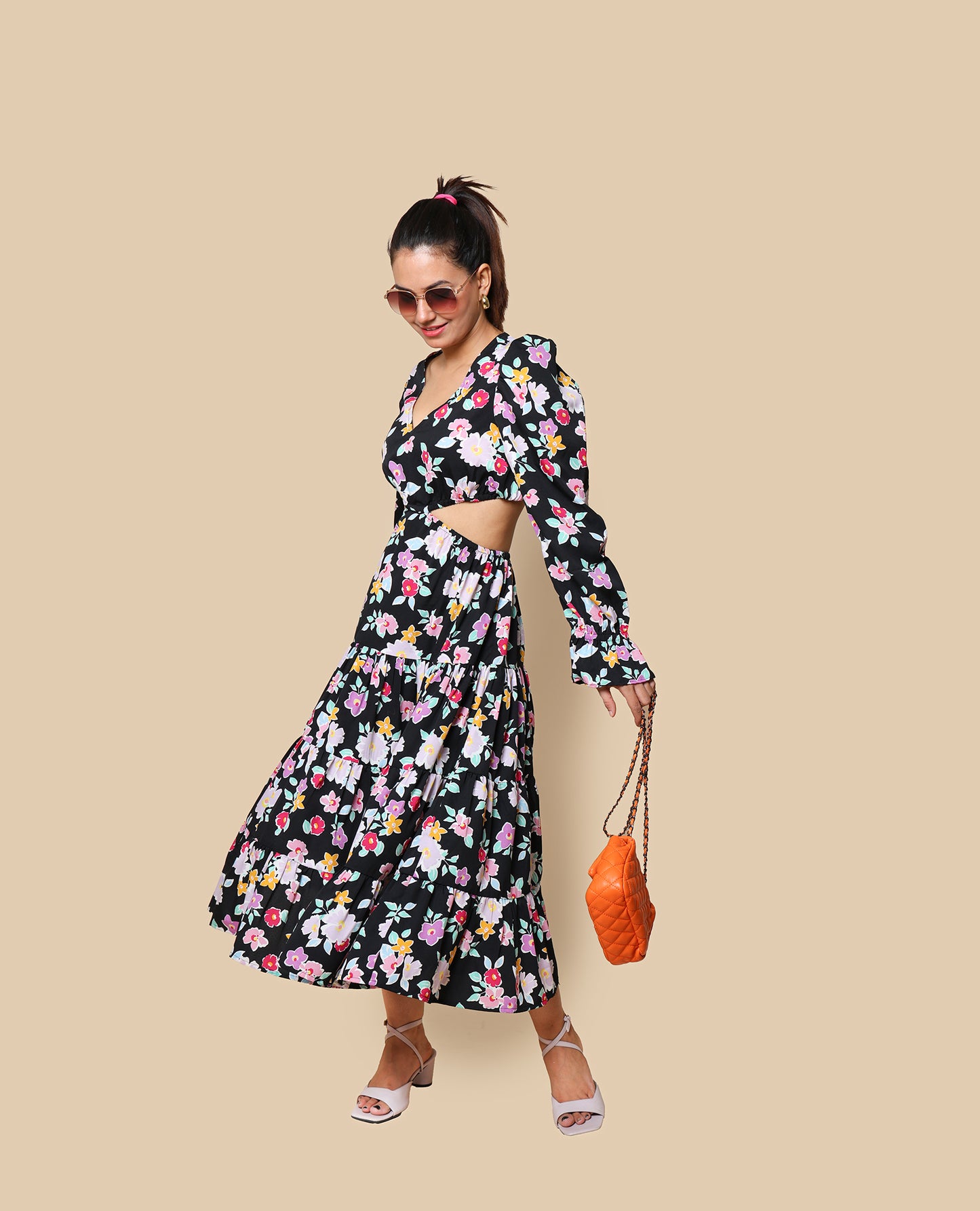 Kellpar Black Floral Maxi Dress