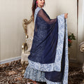 Kellpar Strap Navy Blue Gown With Dupatta