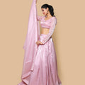 Kellpar  Shiny Pink Lehenga Set with Embroidery