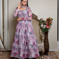 Kellpar Stunning Full Sleeve Floral Print Gown with Dupatta