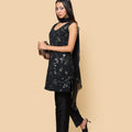 Kellpar  Sequins Embroidery Black Kurti Set